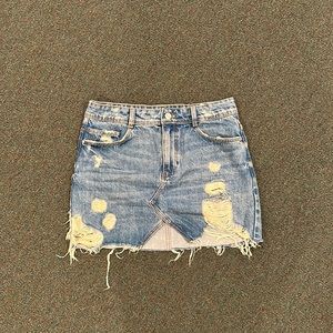 Distressed Zara denim mini skirt